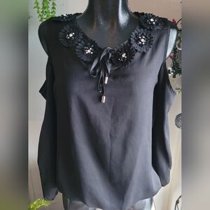 Cartise Black Cold Shoulder Long Sleeve Blouse Size 6
